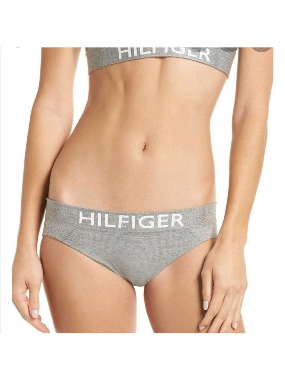 WOMEN’S TOMMY HILFIGER HEATHER GRAY SPARKLE HIPSTER PANTY SIZE LARGE
